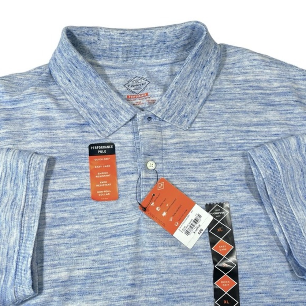 NEW St. John's Bay XL Blue Performance Polo Short Sleeve Golf Athleisure